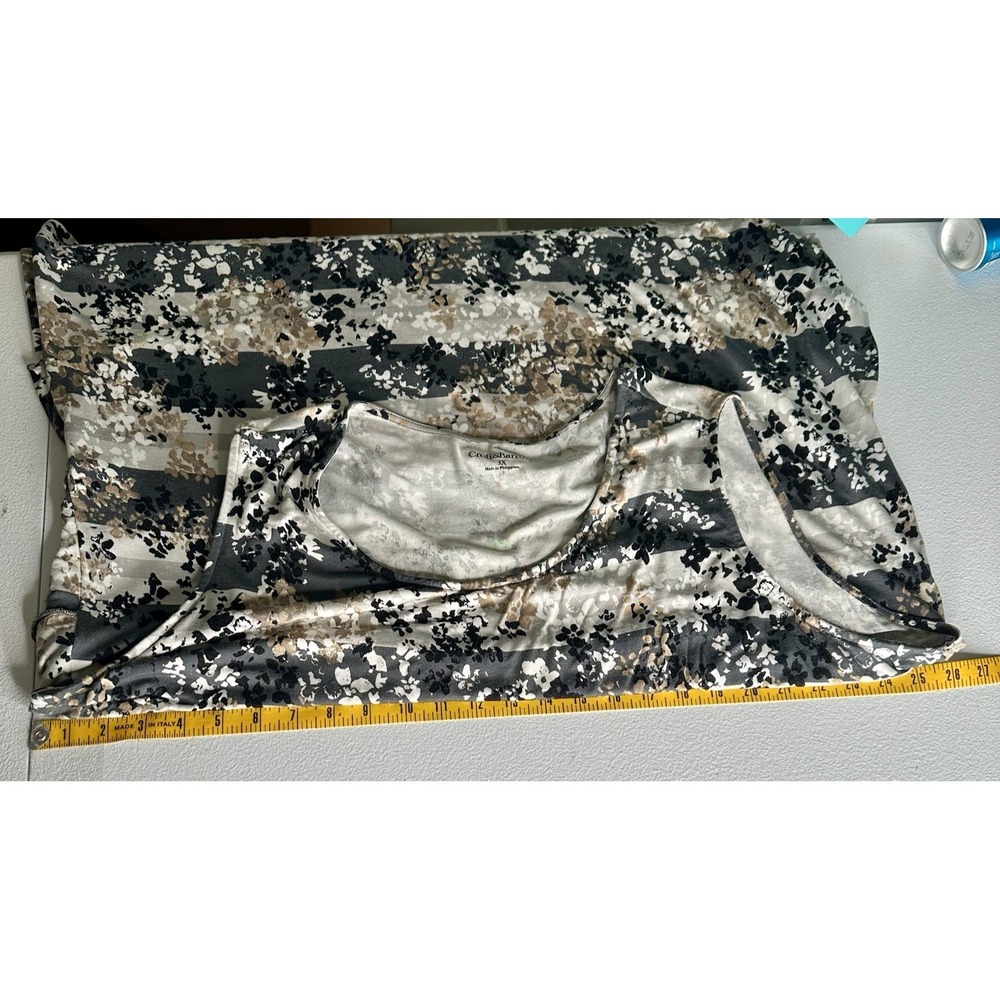 CROFT & BARROW Tiered Floral Sleeveless Top Sz 3X Black White Gray Beige Career - Picture 3 of 13
